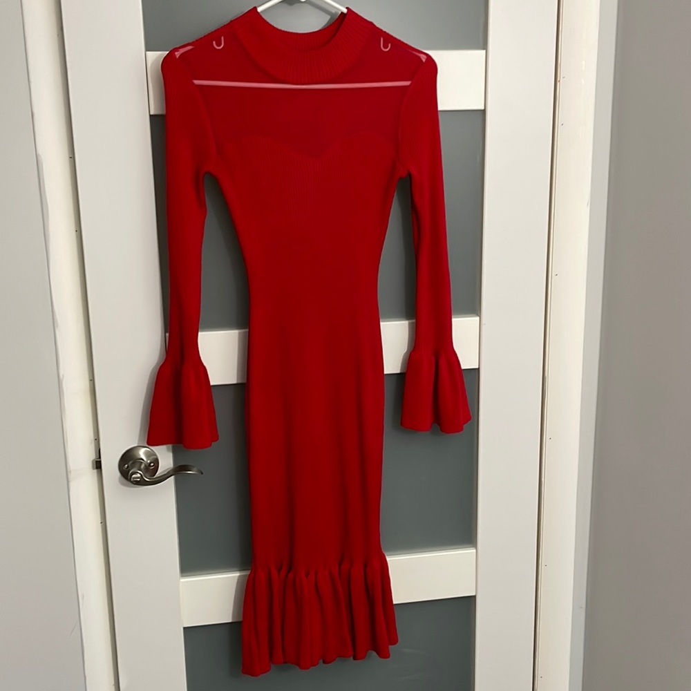 Almost Famous Red long sleeve dress Stretchy material Size M